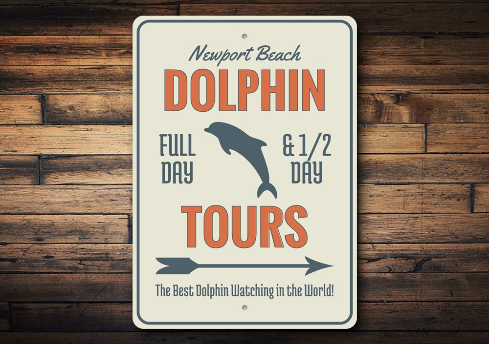 Dolphin Tour Sign, Dolphin Decor, Gift Beach Decor, Coast Shop, Beach Coastal Decor, Beach Bar Gift, Aluminum Gift, Quality Metal Tour Signs