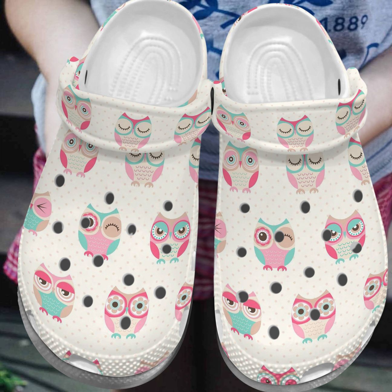 Owl Personalize Clog, Custom Name, Text, Fashion Style For Women, Men, Kid, Print 3D Whitesole Lovely Owls