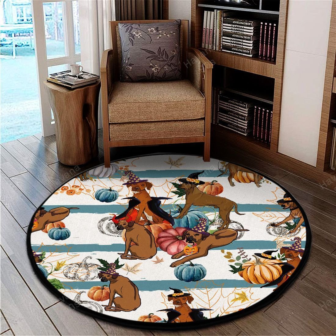 Rhodesian Ridgeback Rug Halloween Pumpkin Retro