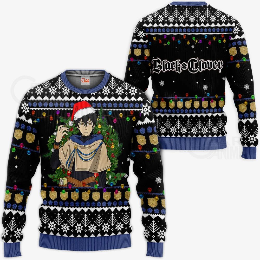 Yuno Ugly Christmas Sweater Black Clover Anime Xmas Gift Va11 Unisex Men Women