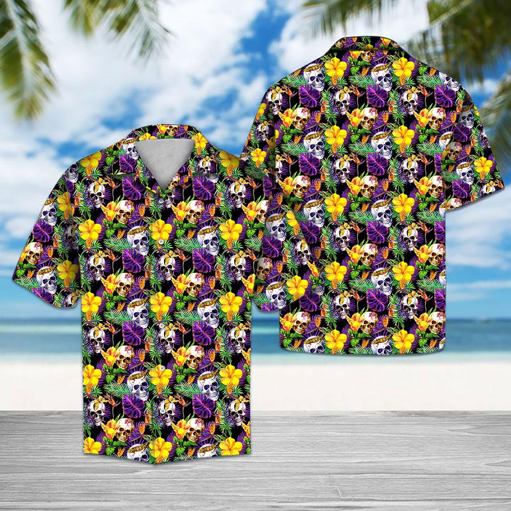 Tropical Purple Skull Hawaii Shirt Unisex Adult Ha61160