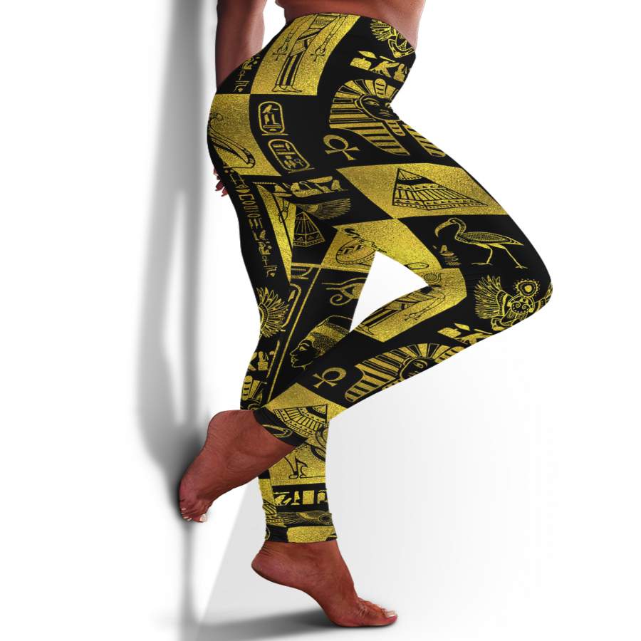 Egyptian Symbols Gold Leggings