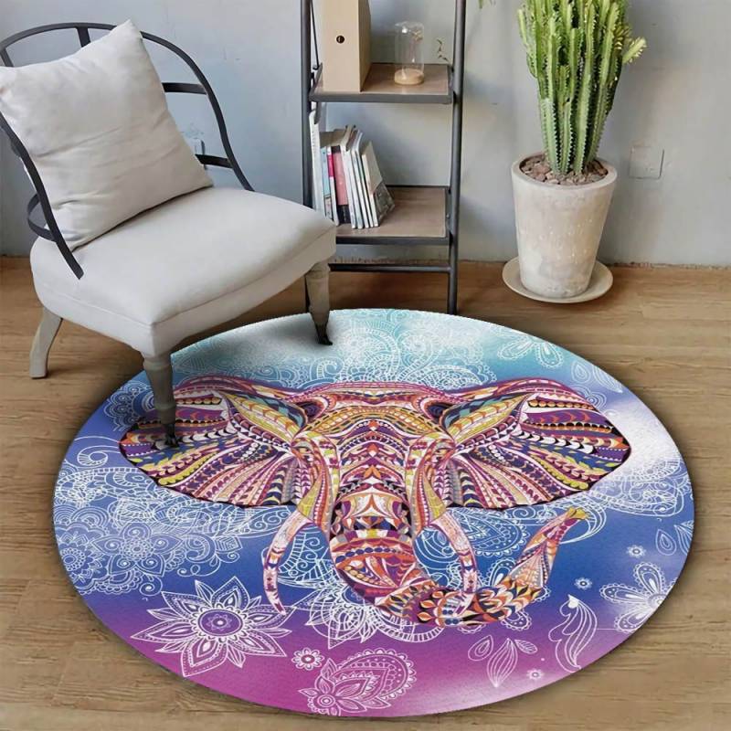 Yoga Elephant Mandala TB160996 V1 Round Rug