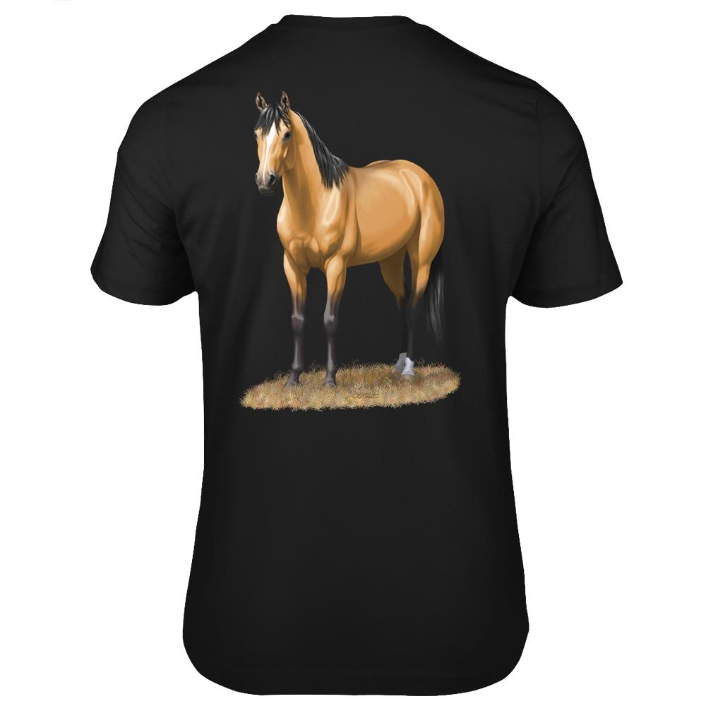 Beautiful Buckskin Dun Quarter Horse Stallion Horse Lovers T Shirts Print On Back