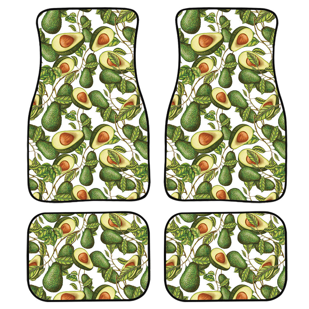 Avocado Cut In Half Drawing Print Front And Back Car Floor Mats, Front Car Mat