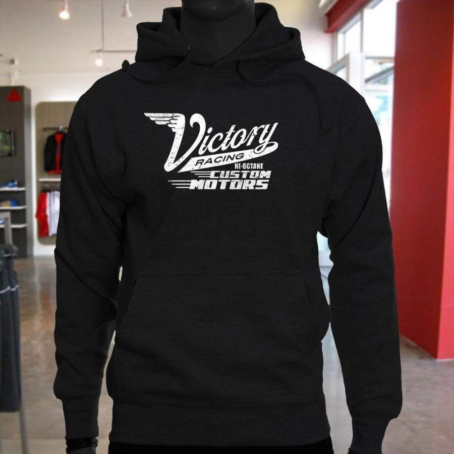 Victory Racing Custom Motors Cars Racer Winning Mens Black Hoodie