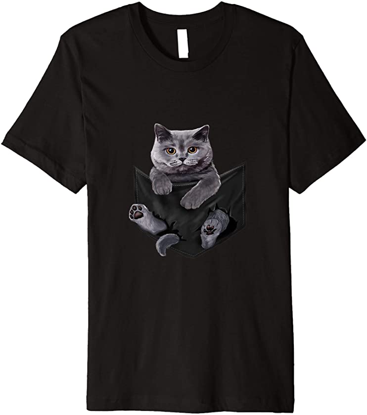 Cat Lovers Gifts British Shorthair In Pocket Funny Kitten Premium T-Shirt