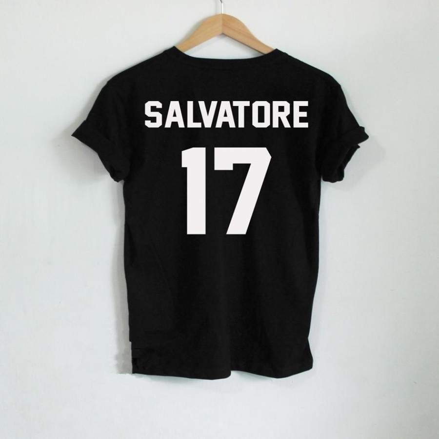 2017 Summer Salvatore 17 Back Print T-Shirt Year Of Birth Vampire Diaries Mystery Waterfall Tops T-Shirts Tumblr T-Shirts Men’S Ladies