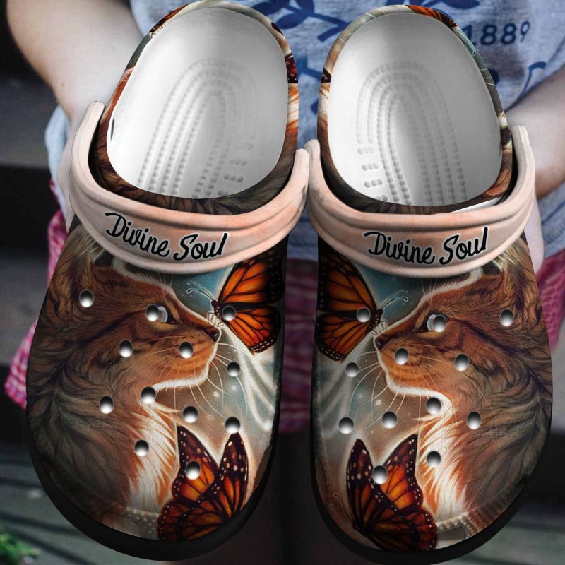 Divine Soul Cat And Butterfly Shoes – Animal Art Outdoor Shoes Gift For Men Women Boy Girl