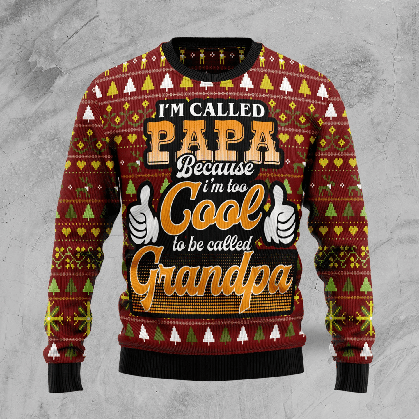 Too Cool To Be Called Grandpa Christmas Ugly Sweater