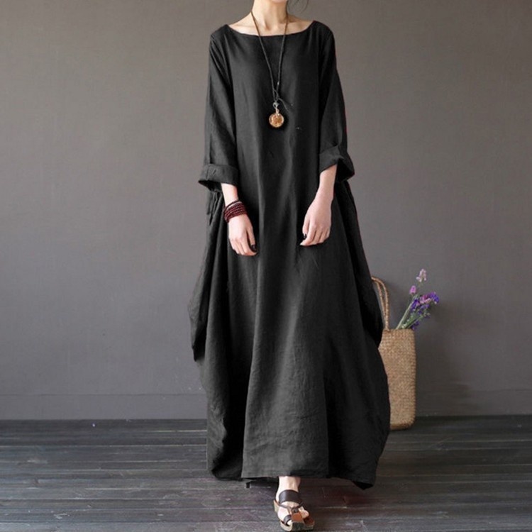 2021 Summer autumn Big Size Dresses Women 4xl 5xl Loose long vintage Dress Boho Shirt Dress Maxi Robe fashion Female Q293 alx