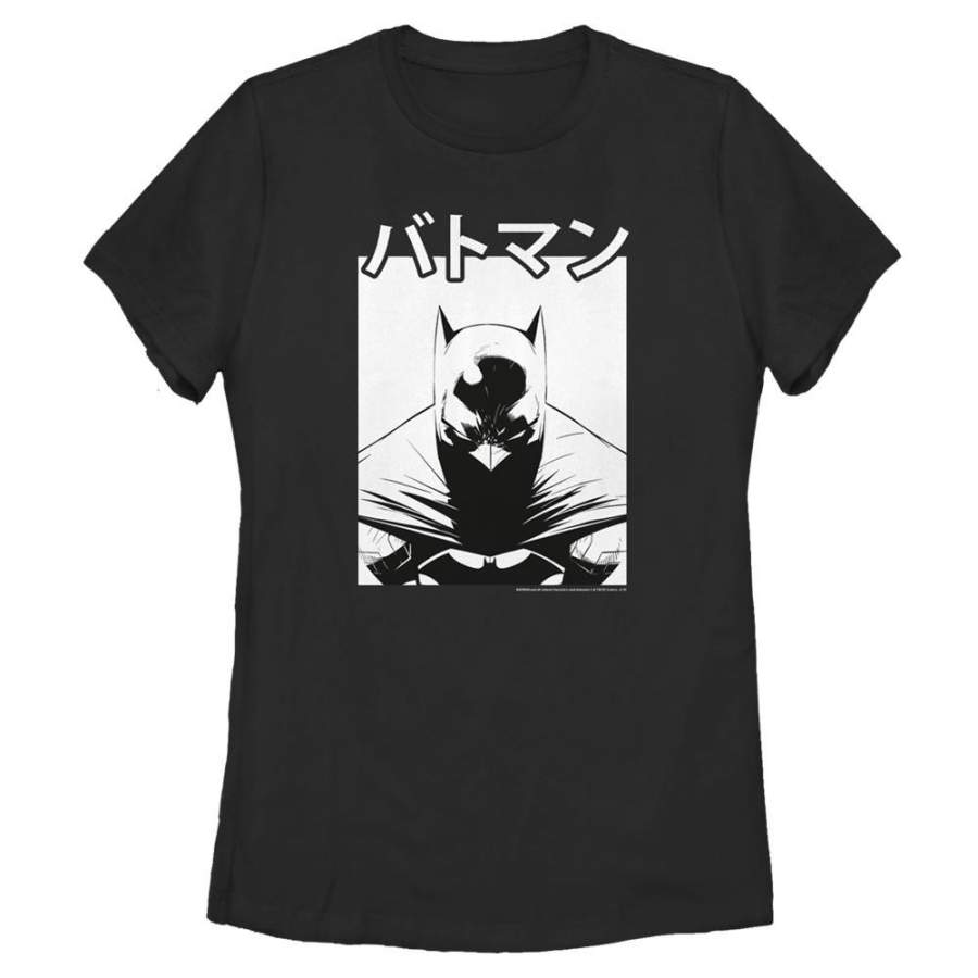 B&W Kanji Batman – DC Comics: Batman Black T-Shirt, Women’s