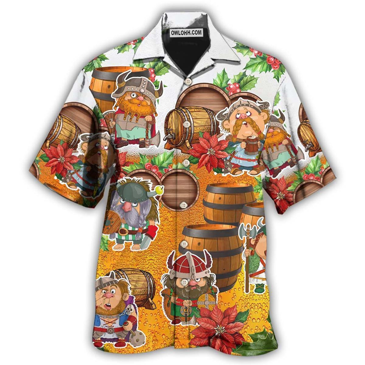 Viking Loves Beer Funny Christmas Style – Hawaiian Shirt  – Owl Ohh