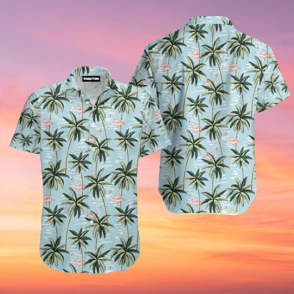 Flamingo And Palm Tree Hawaii Shirt For Men Women Ha5886