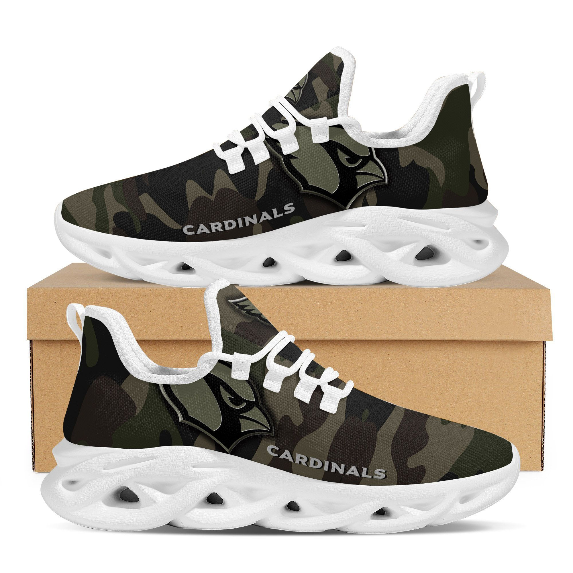 Arizona Cardinals Camo Camouflage Design Trending Max Soul Clunky Sneaker Shoes For Mens Womensamerican Football Team Fans