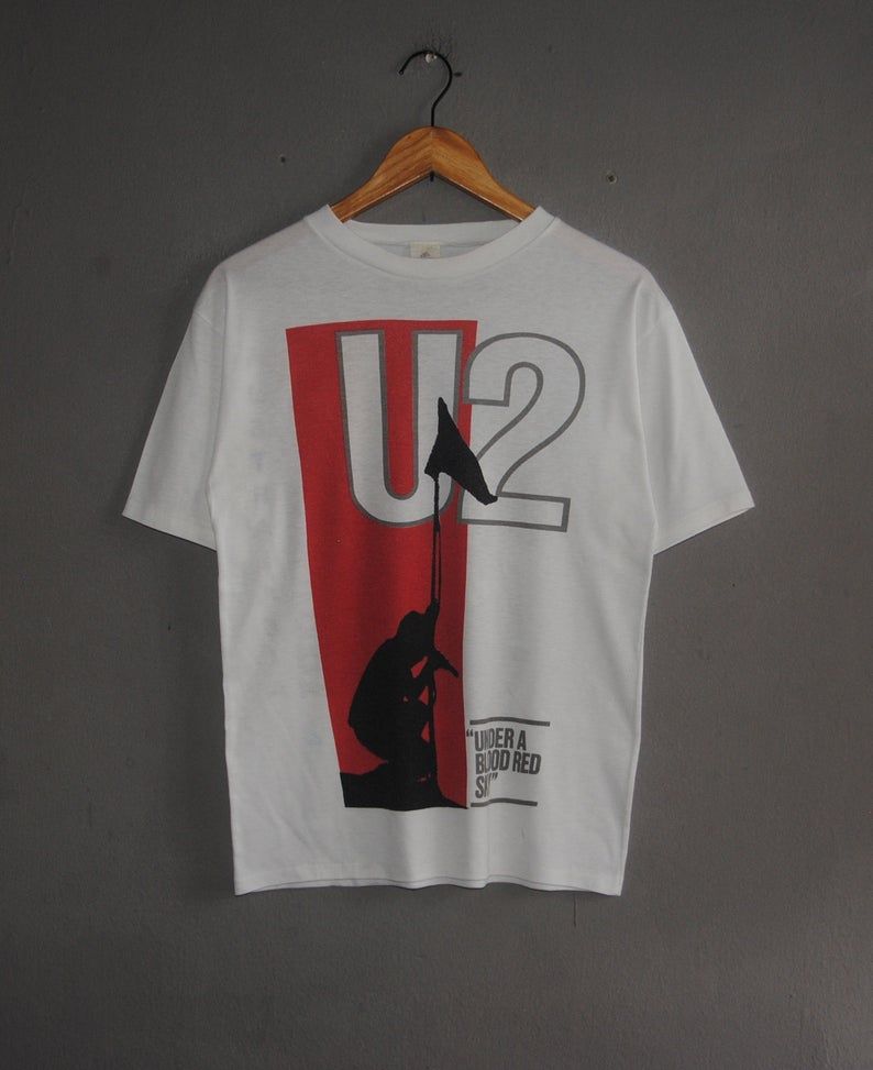 Vintage U2 1984 Under A Blood Red Sky Australia Asia Tour Concert T Shirt Size S M 1980S Bono Band Rock Post Punk Tour 80S Rare Tee