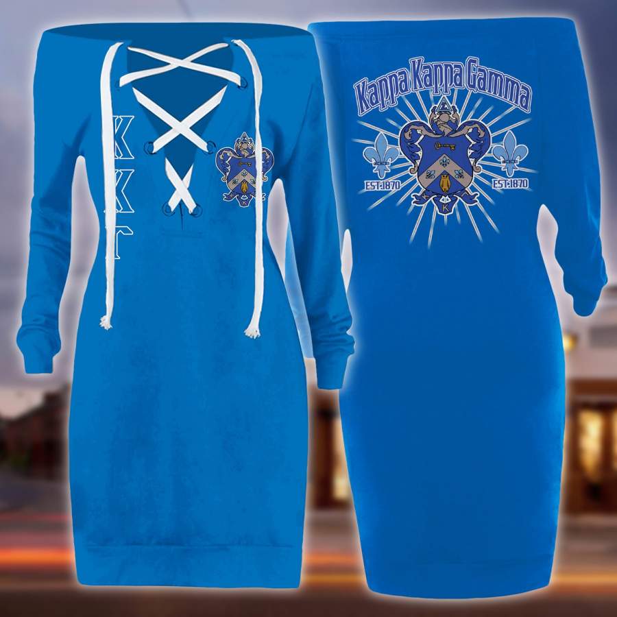 Kappa Kappa Gamma lace up criss cross V-neck sweater dress 1
