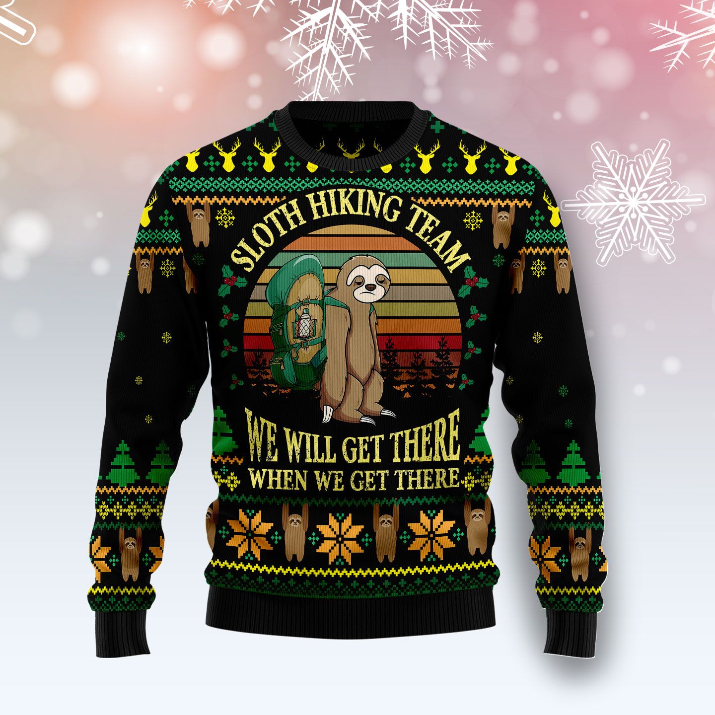 Sloth Team Holiday Ugly Christmas Sweater | For Men & Women | Adult | Us4383