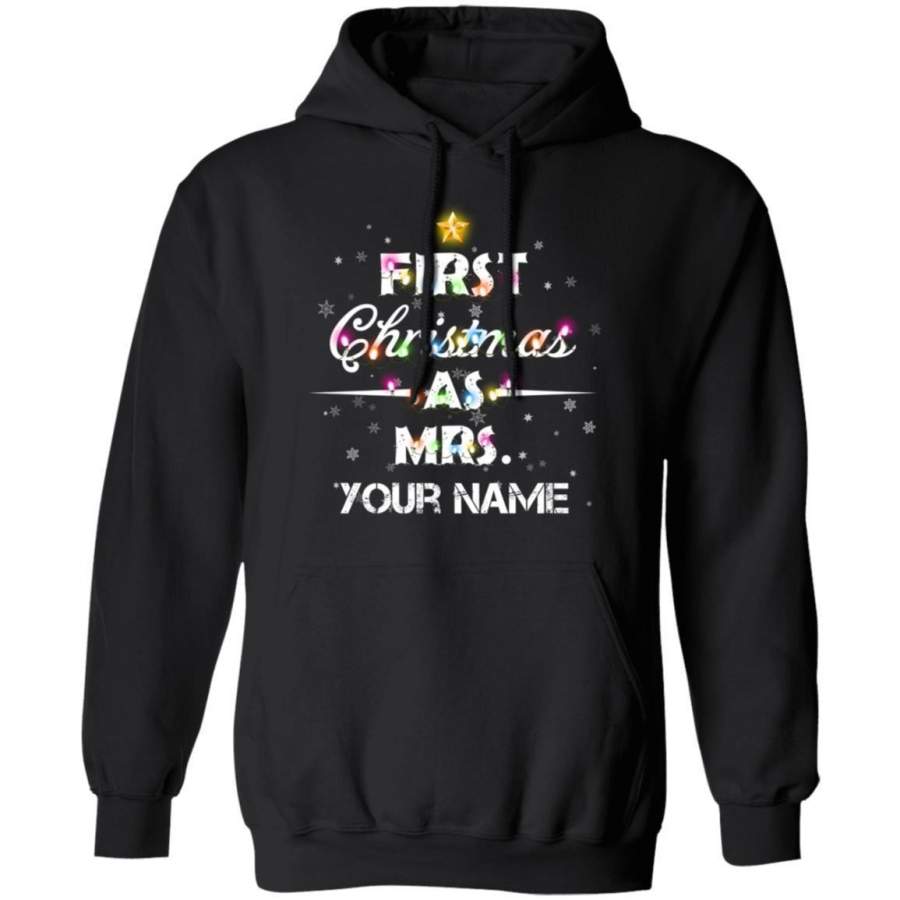 Christmas Hoodie Custom Name First Christmas As Mrs First Anniversary HA11
