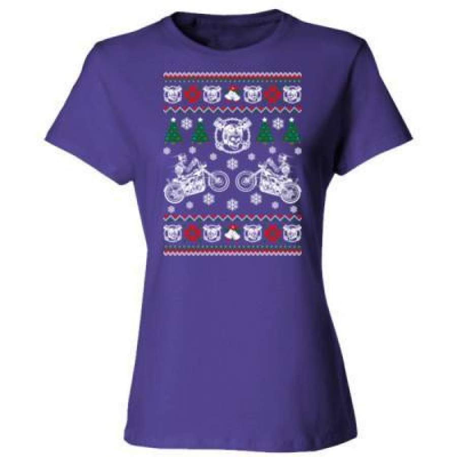 AGR Biker Ugly Christmas Sweater Xmas – Ladies’ Cotton T-Shirt