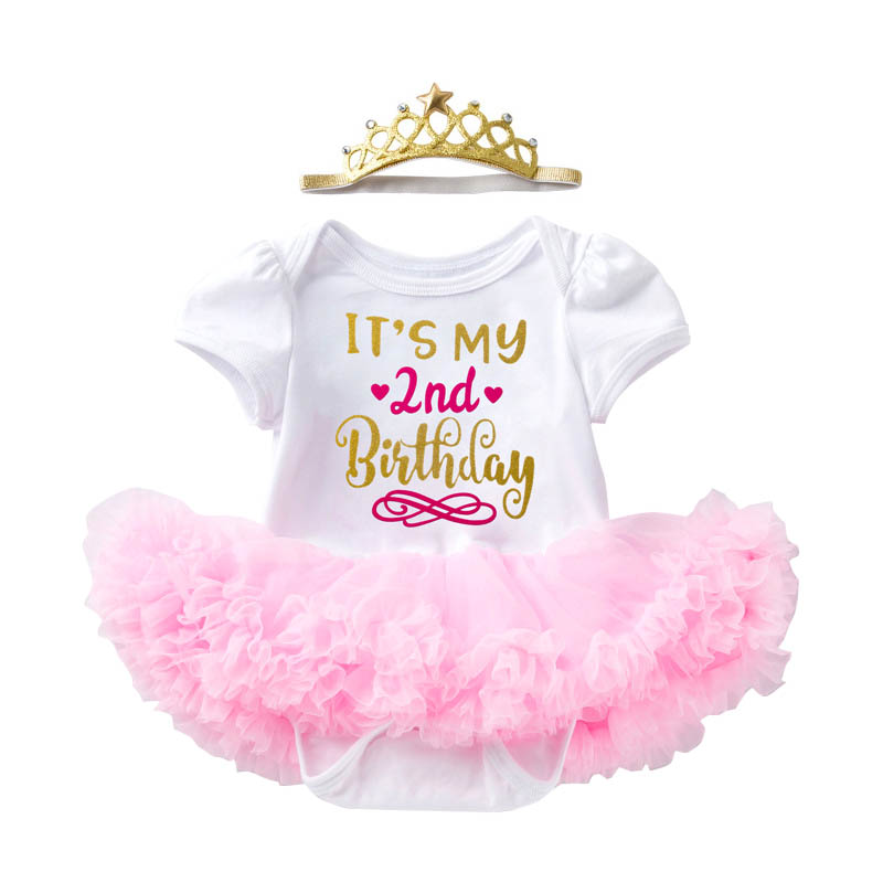 Baby Girls Half 1st 2nd years old Dress My First Birthday Letter Fluffy Tutu Dress+ Crown Headband Outfits Toddler Pink Dresses alx