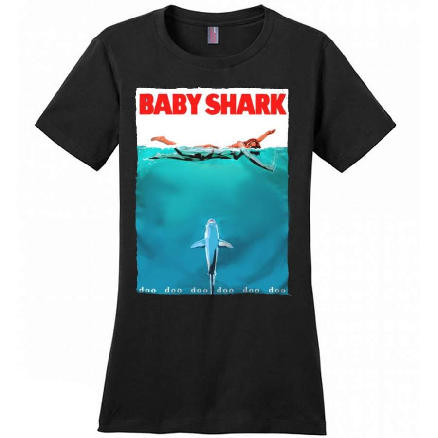 Baby Shark Doo Doo Doo Funny Swimming Girl – District Made Women Shirt