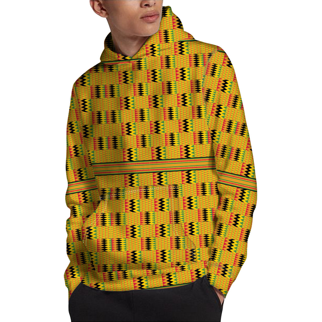 Yellow Kente Pattern Print Pullover Hoodie