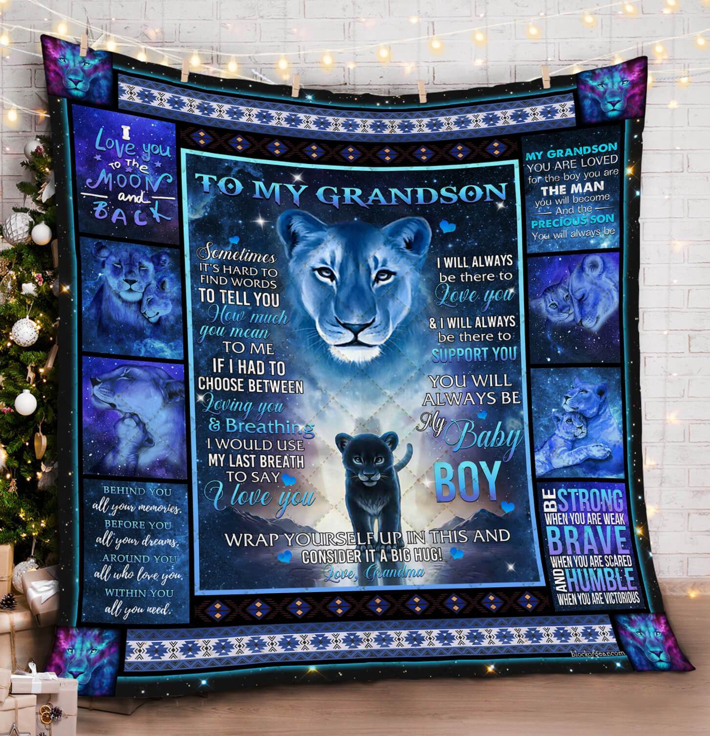 To My Grandson. Lion Quilt Blanket