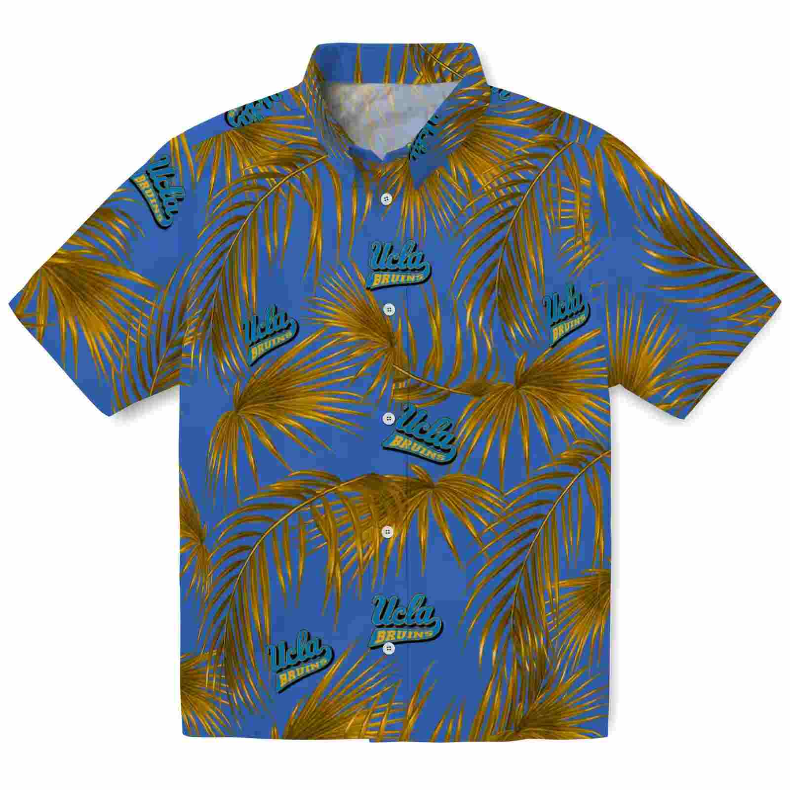 Ucla Bruins Leafy Palms Blue Hawaiian Shirt