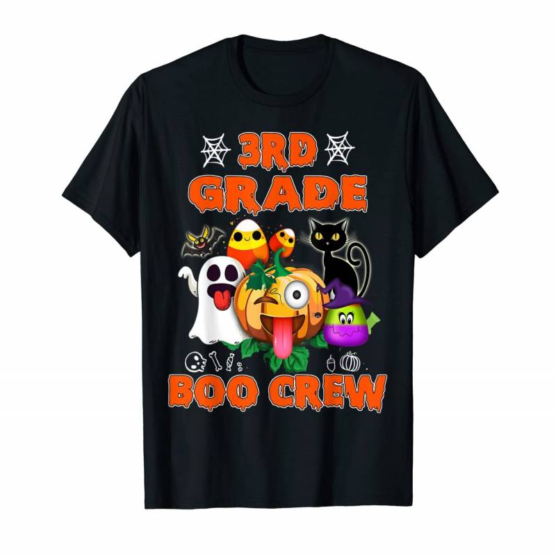 Black Cat Pumpkin Candy Ghost Shirt 3rd Grade Boo Crew