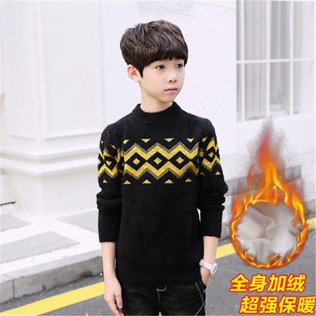 big kids spring warm jacket 3-17T children mink fleece sweaters little boy pullovers clothes winter warm sweater bottoming shirt alx