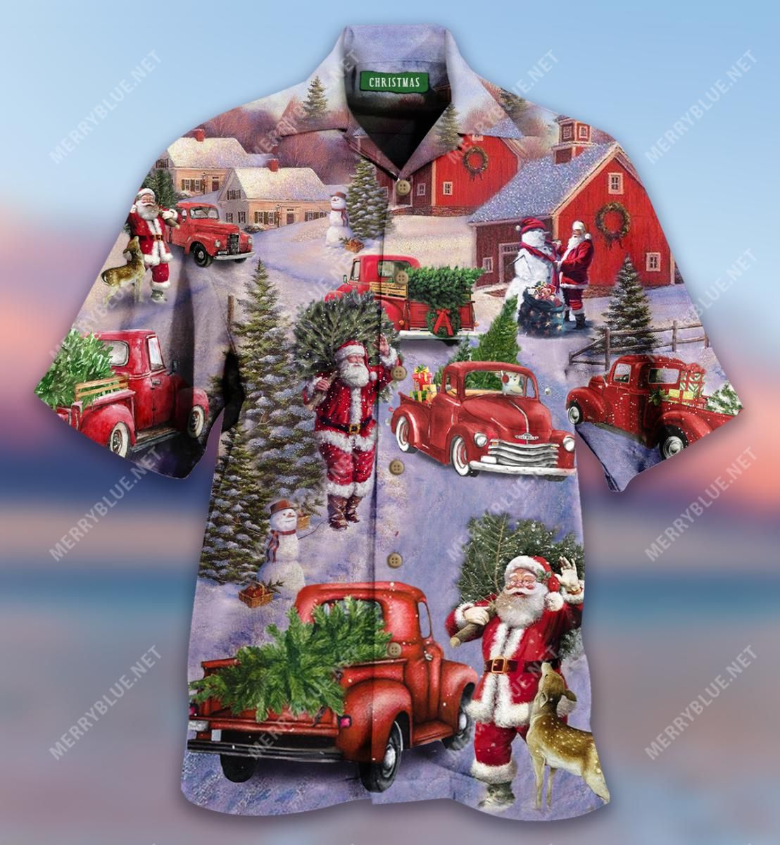 All Hearts Come Home For Christmas Red Truck Aloha Hawaiian Shirt Colorful Short Sleeve Summer Beach Casual Shirt For Men And Women