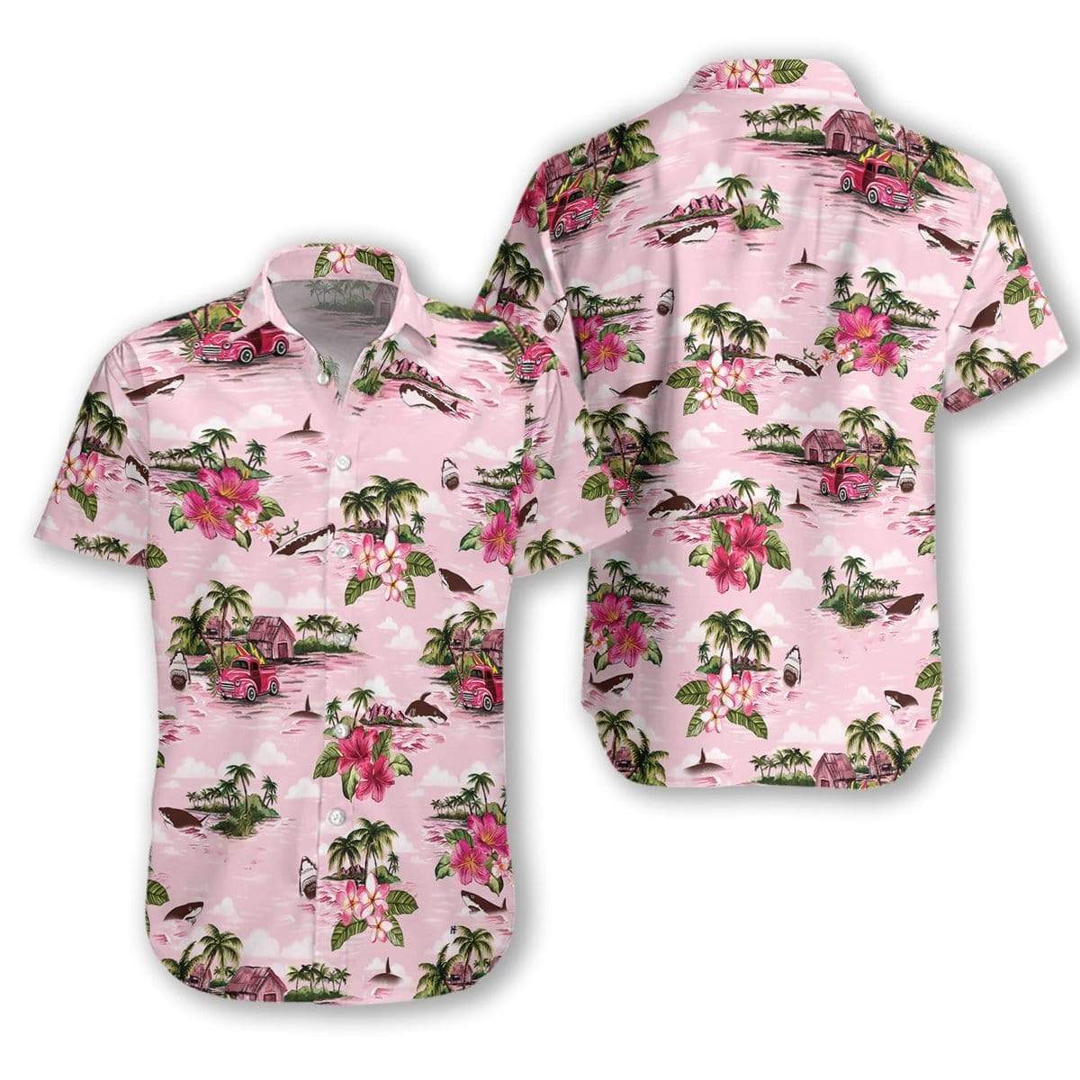 Hawaii Aloha Shirts Pink Shark Hawaii Shirt For Hawaii Ha50538