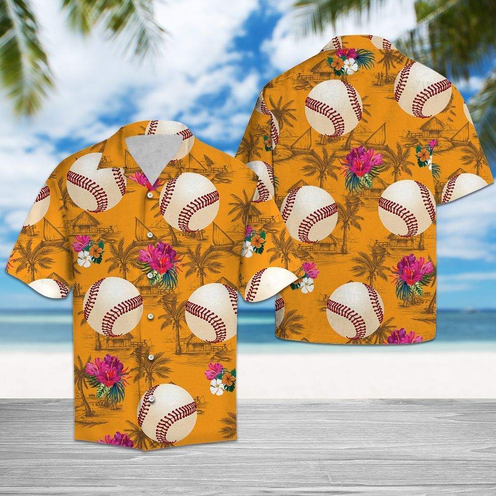 Baseball Tropical Flowers G5817 – Hawaiian Shirt