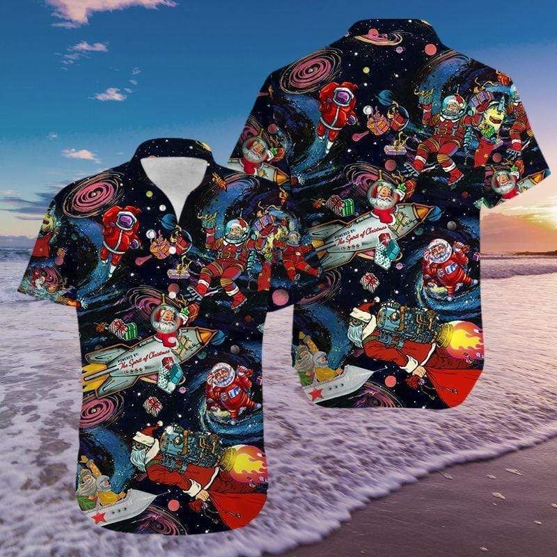 Universe Santa Claus Astronaut Hawaii Aloha Shirts Ha85271