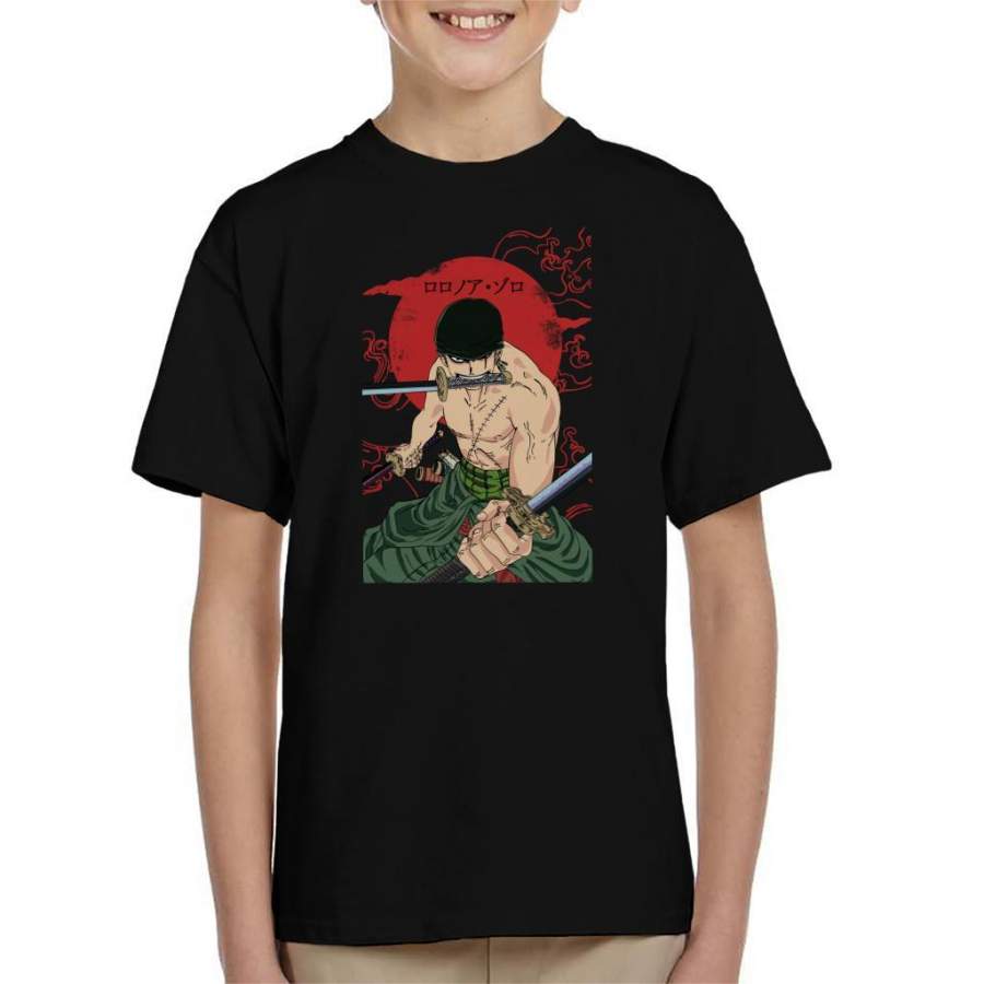 Roronoa Zoro Sun Rise Swords One Piece Kid’s T-shirt