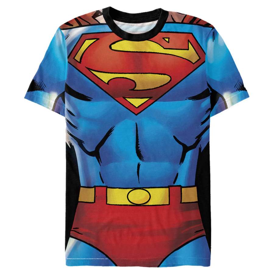 Superman Men’s Man of Steel Costume  All-Over T Shirt