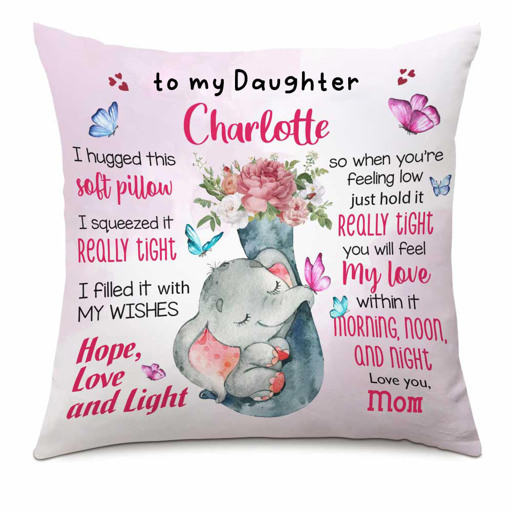 Personalized Mom Grandma Son Daughter Grandson Granddaughter Baby Elephant Pillow Jr64 24O66