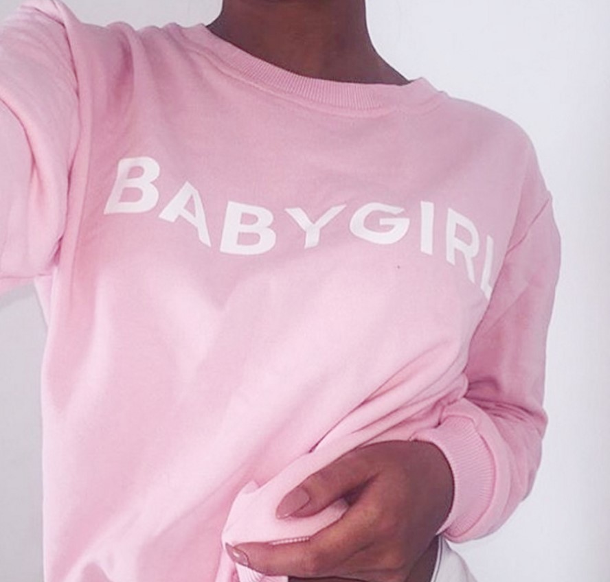 BABYGIRL Letter Harajuku Clothes Pink Pullover Autumn Winter Sweatshirts Hoodies Long Sleeve Tops Gothic alx