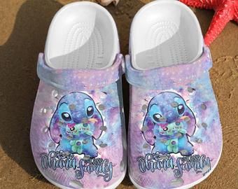 Lilo Stitch Ohana Crocband Clog Disney Stitch Charms Stitch Lover Crocss 3D Print Clog Comfortable Gift Disney Fans Gift