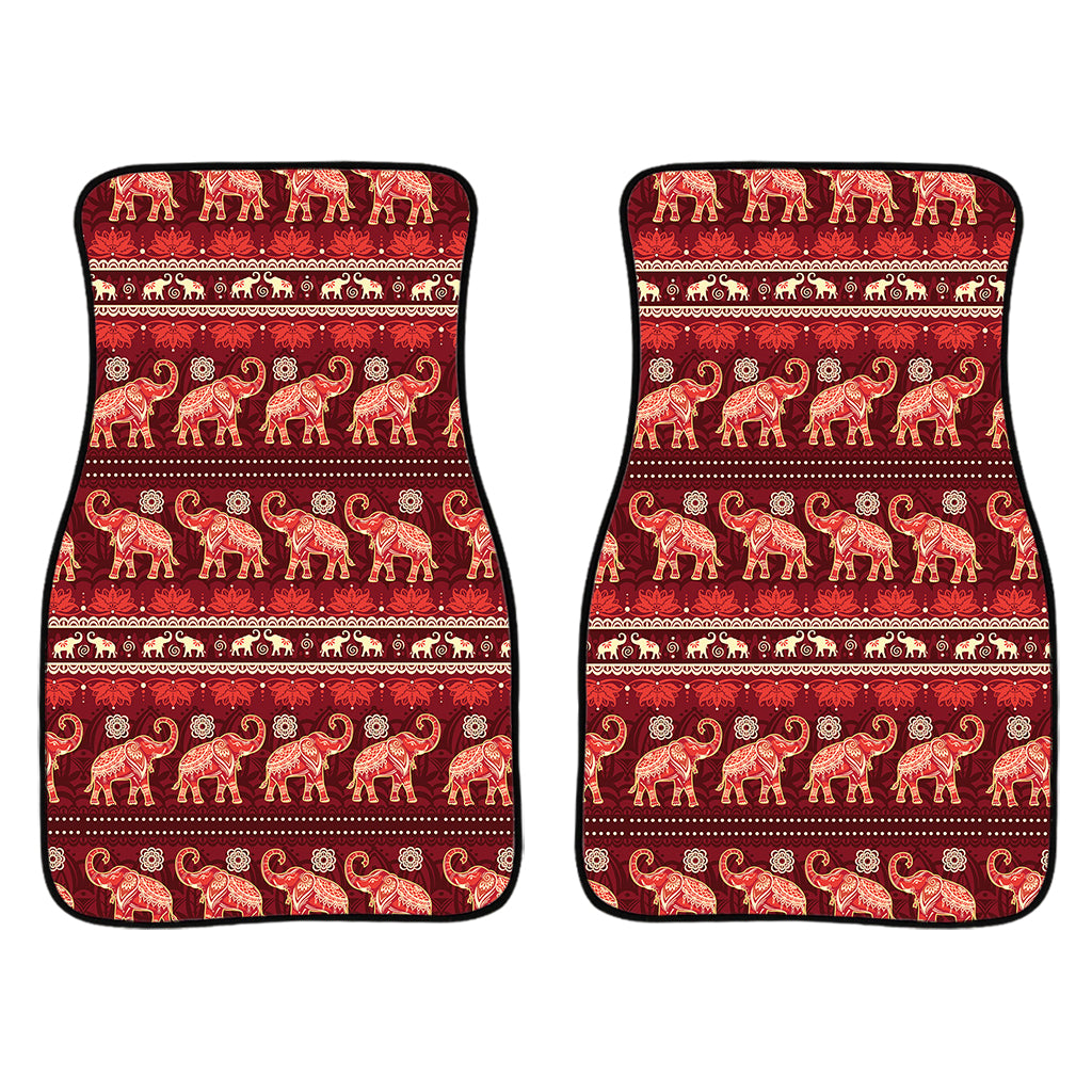 Red Indian Elephant Pattern Print Front Car Floor Mats