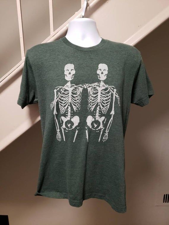 Twin Skeleton Heathered Green American Apparel Shirt