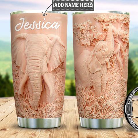 Personalized Pink Elephant Stainless Steel Tumbler, Personalized Tumblers, Tumbler Cups, Custom Tumblers