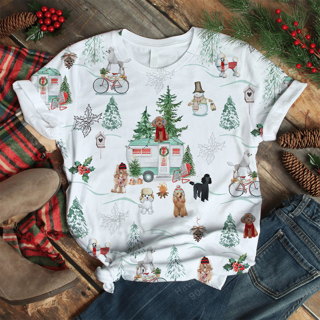 Poodle T-shirt Christmas Vibes Ver 2