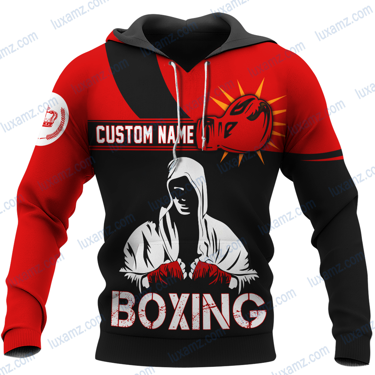 Boxing 3D Custom Name Red and Black All Over Print