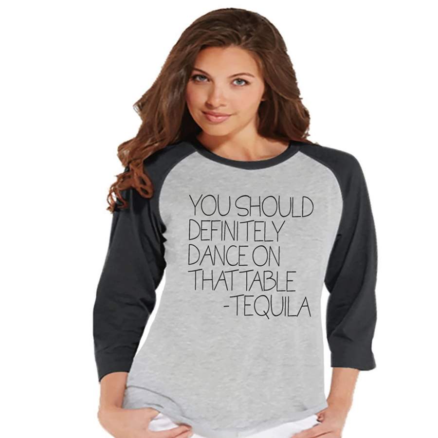 7 ate 9 Apparel Womens Tequila Funny Raglan Shirt