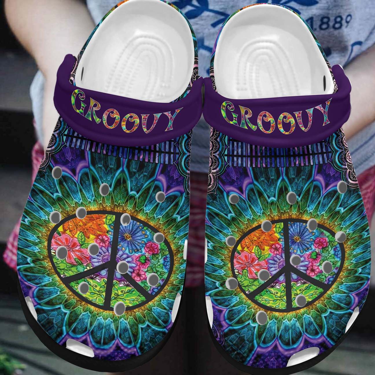 Hippie Personalized Clog, Custom Name, Text, Color, Number Fashion Style For Women, Men, Kid, Print 3D Groovy Hippie