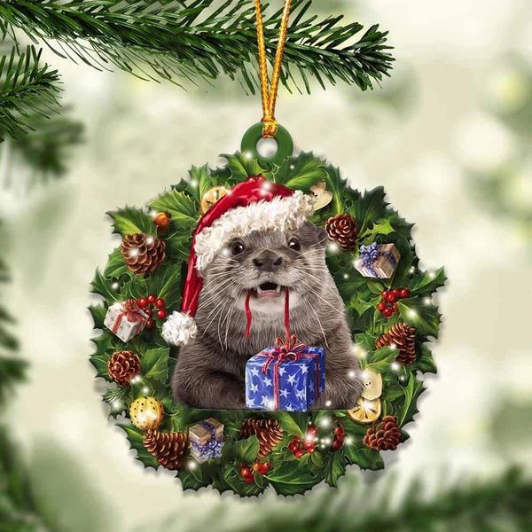 Otters And Christmas Gift For Her Gift For Him Gift For Otters Lover Ornament