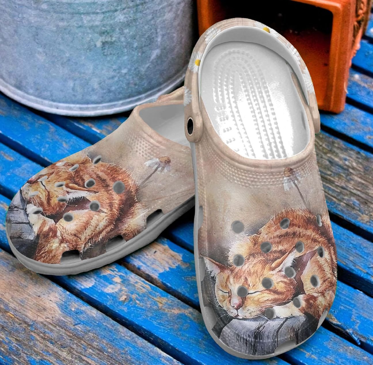 Cat Personalize Clog, Custom Name, Text, Fashion Style For Women, Men, Kid, Print 3D Sleepy Cat