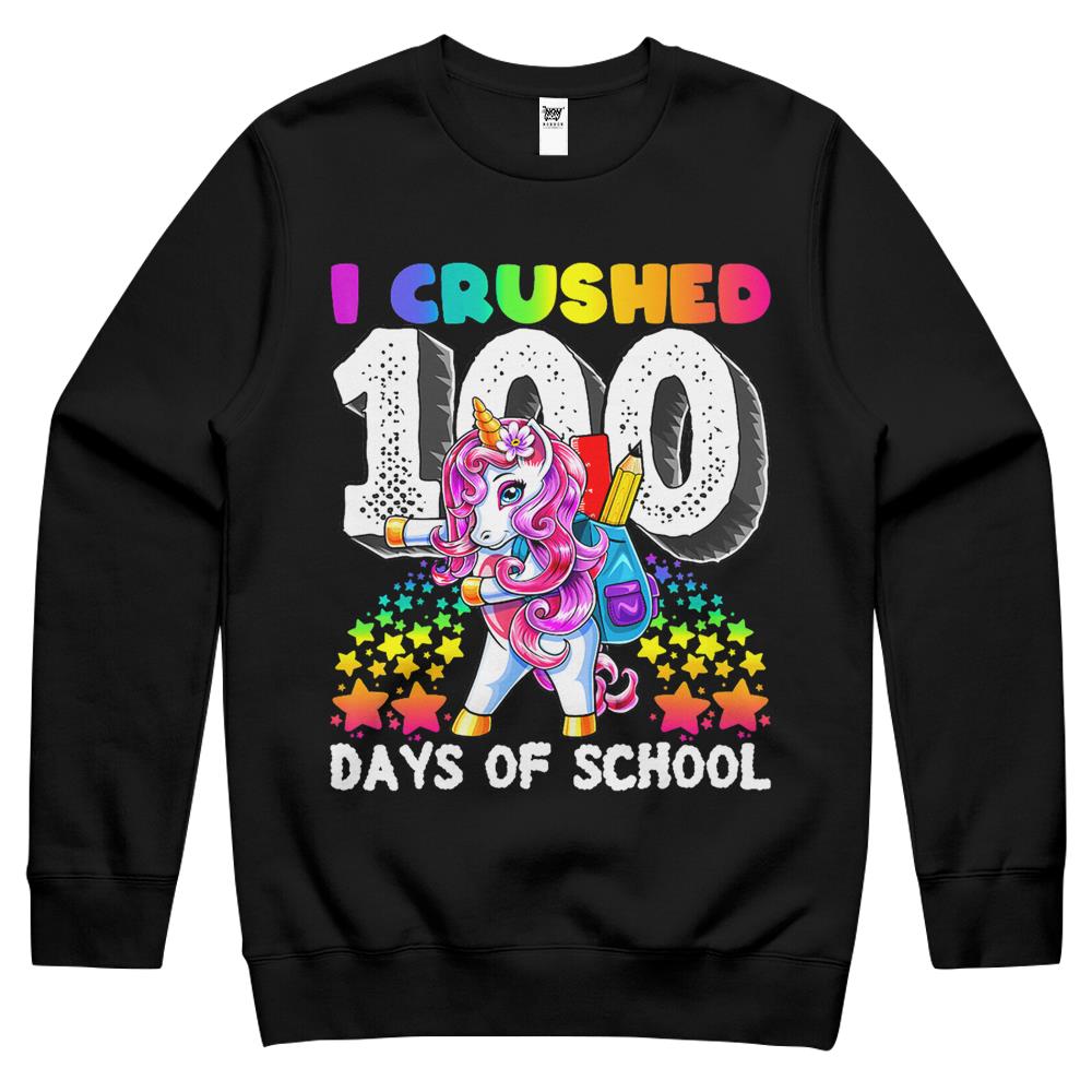 I Crushed 100 Days Of School Flossing Unicorn Gift For Girls Crewneck Sweatshirt